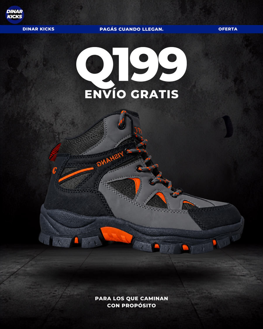 Bota Sport Gris con franja naranja – Q199